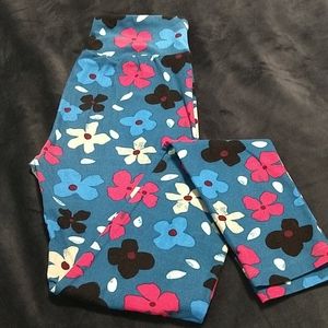 Lovely lularoe leggings, teal/flowers